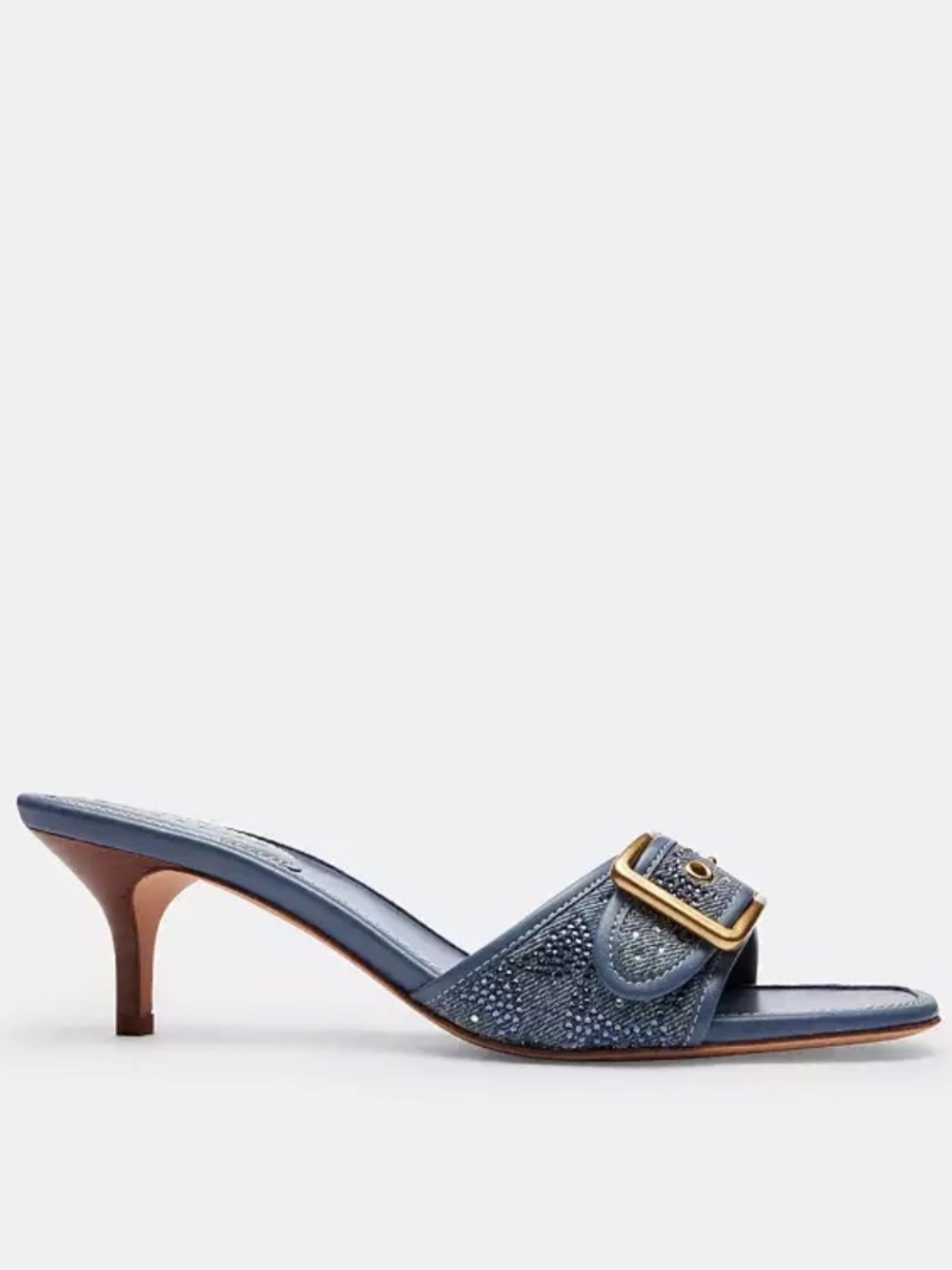 NWT Coach Crystal Denim Margot Sandal Kitten Heels - Picture 1 of 1